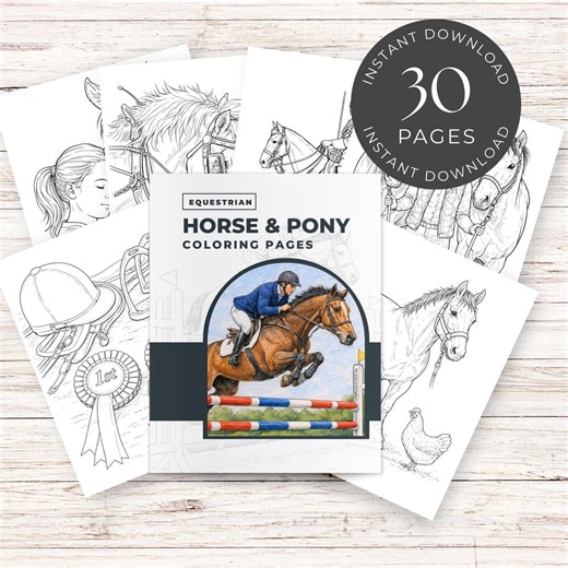 Horse Coloring Pages for Kids and Adults, 30 Printable Designs, US Letter and A4, Instant Download - Etsy