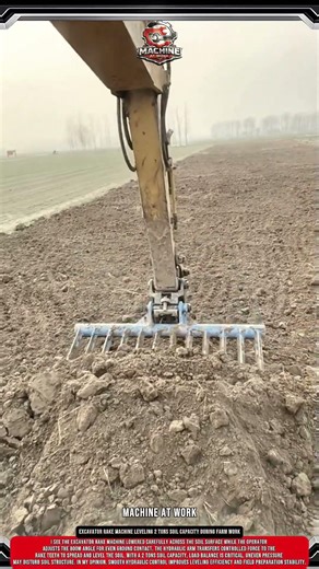 Excavator Rake Machine Leveling 2 Tons Soil Capacity During Farm Work