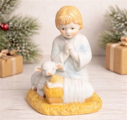 Homco Nativity Child Praying Baby Jesus Lamb Bisque Porcelain Taiwan 1980s - Etsy