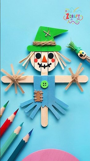 DIY Scarecrow Craft 🌾 | Fun & Easy Popsicle Stick Craft for Kids #diy #craft #craftyfun #kids
