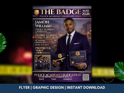 Police Academy Graduation Magazine Cover Invitation Template (digital Download) - Etsy