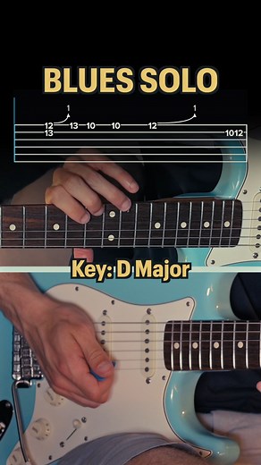 Here's a Blues Guitar Solo in D Major with Tabs - can you tell which song this is heavily inspired by? Save to learn it! #guitarlesson #guitartutorial #beginnerguitar #guitartabs #bluesguitar | LP Guitar Works