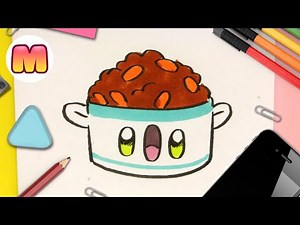 CÓMO DIBUJAR CHILI CON CARNE KAWAII ❤️ Dibujos fáciles ❤️ Aprende a dibujar con Jape