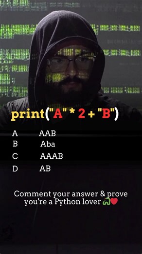̶U̶̶n̶̶d̶̶e̶̶r̶ ̶B̶̶l̶̶a̶̶c̶̶k̶ ̶S̶̶k̶̶y̶ on Instagram: "👉 Comment your answer A/B/C/D . . #codingreels #pythonreels #learningpython #studentslife #quiztime #collegefun #studyreels #codingcommunity #relatable #facts #mindblowing #didyouknow #trendingreels"