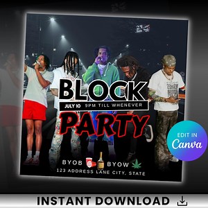Block Party Flyer: Editable Canva Template (digital Download) - Etsy