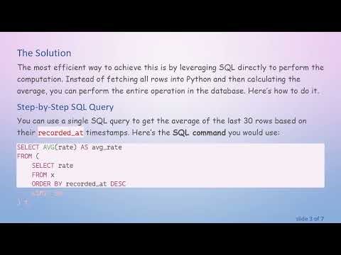 Finding the Average of the Last 30 Entries in SQLite using Python and Pandas