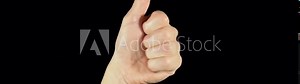 Funny hand gesture. Show funny and positive character on a hand. The hand shows what the person likes it and comments positively about the idea. Claim recommend and like this new product.