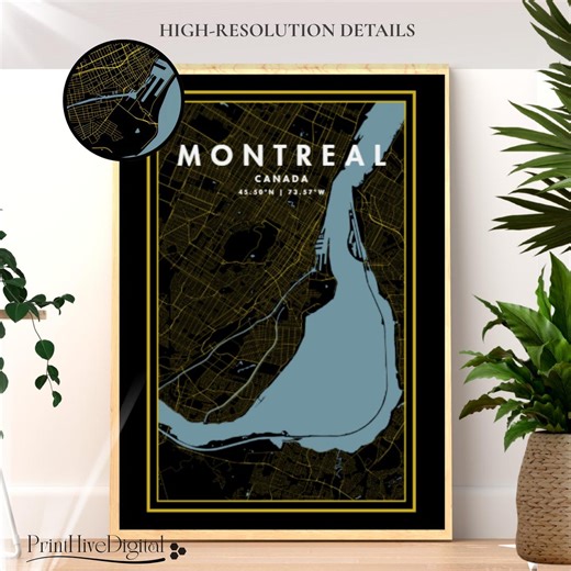 Montreal City Map Framed Atlas Design, Printable Wall Art, Travel Gift (digital Download) - Etsy