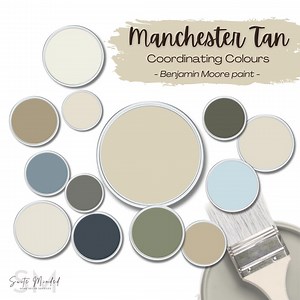 Manchester Tan HC-81 Coordinating Paint Colours - Benjamin Moore Paint - Whole-house Colour Palette - Ballet White, Soft Chamois, Blue Note - Etsy