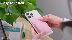 SHANSHUI Cell Phone Wallet, Ultra Slim Leather Adhesive Card Holder for Phone Case Compatible with iPhone, Most Smartphones -2 Pack White Blue