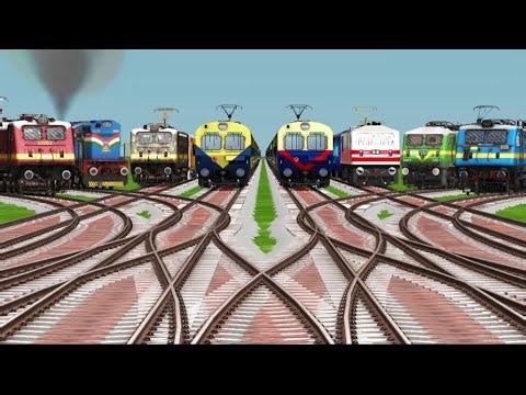 8 Locomotive Trains Crossing By Amazing Railroad Tracks | 3d gameplay | train simulator classic 2025