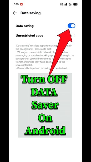 Turn Off Data Saver on Android | Turn Off Mobile Data Saver #shorts #shortvideo