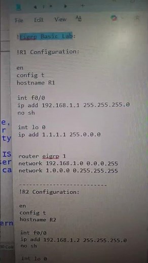 Eigrp Basic lab configuration #ccna #networkdiscovery