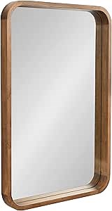 Kate and Laurel Hutton Modern Rounded Rectangle Wall Mirror; 24 x 36; Natural Rustic; Decorative Farmhouse Rectangular Wall Decor for Bathroom Mirror for Over Sink