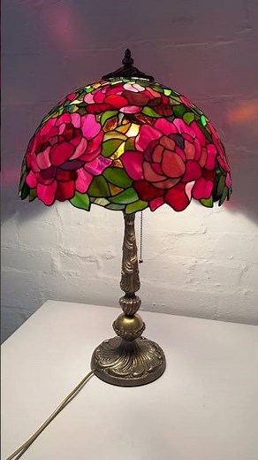 Creating a Peony Tiffany Stained Glass Lamp 🌸 #stainedglass #lamp