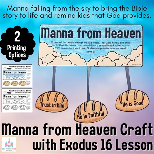 Manna From Heaven Bible Craft | Moses | Bible Craft for Kids | Exodus 16 | God Will Provide - Etsy