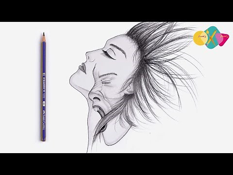 رسم صعب جدا و جميل للمحترفين || تعلم كيف ترسم فتاة تصرخ خطوة بخطوة للمبتدئين بالرصاص