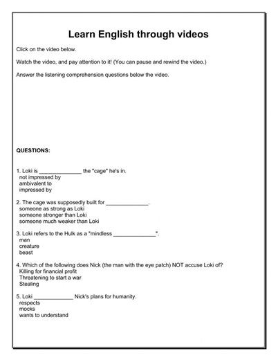 Video interactive activity for Basic