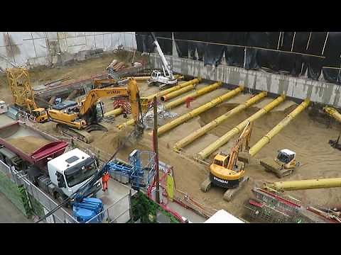 Tour Eria - Terrassement et butonnage des parois (Part 1)