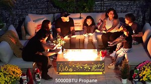 eVita 42 in. 50,000 BTU Rectangle Outdoor Propane Gas Fire Pit Table in Brown with RGB Light FT038