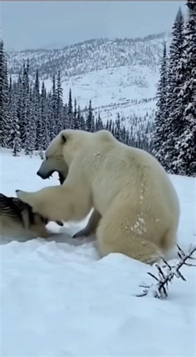 IN rare footage a male pack leader wolf takes on a massive polar bear | Big House Games