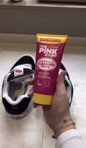 Transformation Tuesday with The Pink Stuff 🙌🏻💞 Bringing @At home with Aitch shoes back to life ✨ #thepinkstuff #pinkstuff #cleaning #cleaningmotivation #cleantok