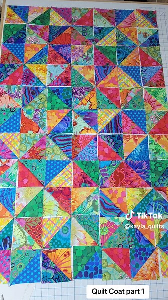 Please help me pick a layout for these half square triangles for a quilt coat! #quiltingTiktok