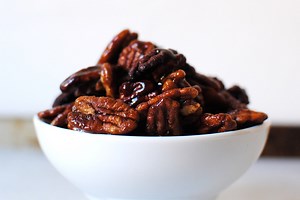Maple Bourbon Candied Pecans