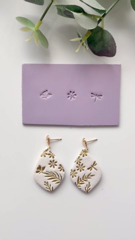 KEOKER Plant Clay Stamps - 10 Shapes for Polymer Clay Jewelry Making, Work with Clay Cutter, Spring Cutter Stamps