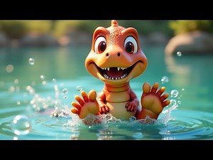 Splish Splash Dinosaur 🦖💦🌈 | Fun and Silly Kids Rhyme