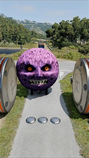 Long City Capsule Bus vs Bollard Crash - BeamNG.drive