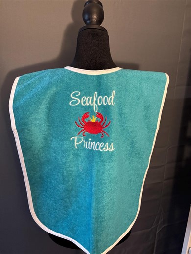 Waterproof Adult Bib: Seafood Princess, Washable, Embroidered Adult Cloths Covering - Etsy