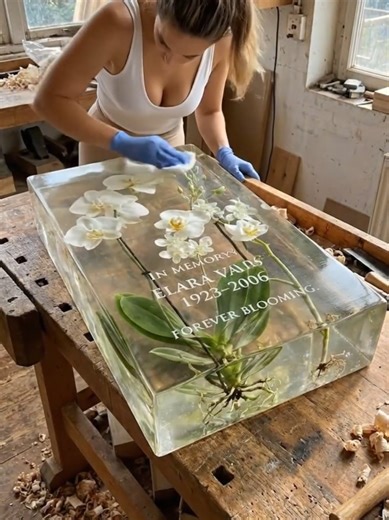 Creating a RESIN Headstone With Real Orchids❤️#epoxy | epoxy headstone