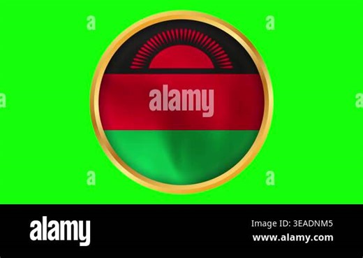 Malawi Round Framed National Wavy Flag. Circular Blowing Flag of Malawi with Golden Border Stock Video Footage - Alamy
