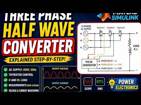 Three Phase Half Wave Converter شرح كامل | MATLAB Simulink Power Electronics