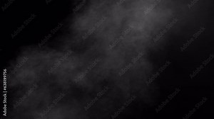Video of smoke rising, blowing, crossing the frame, 4k 24p with alpha channel for transparency and transparent background