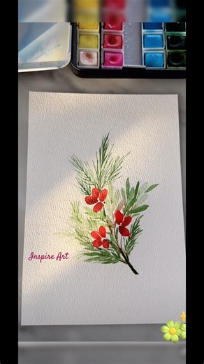 Easy Watercolor Botanical Painting 🌿 Red Wildflowers Tutorial #painting #art #watercolor