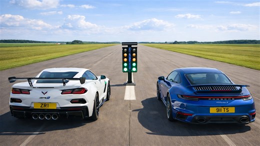 1,064HP Chevrolet Corvette C8 ZR1 vs Porsche 911 Turbo S drag race