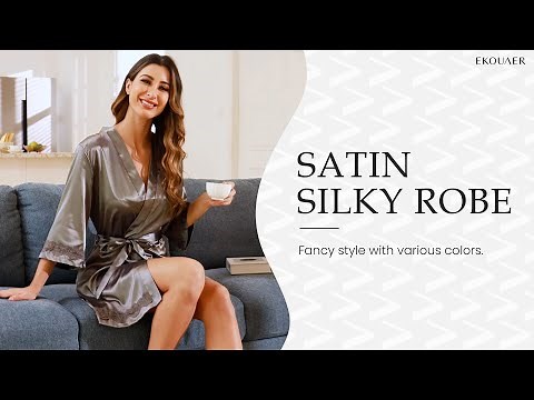 Sexy Satin Robe Open-front Silky nightdress | Ekouaer
