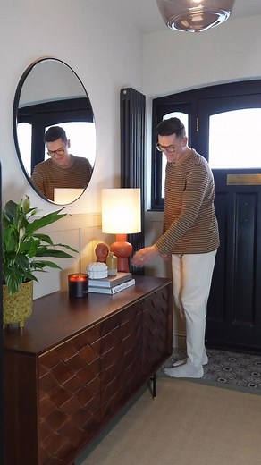 And just like that, the hallway looks 🤌 Explore our latest furniture collection, M&S X Swoon, online. @design_at_nineteen. #MyMarks M&S X Swoon Figueroa sideboard – https://bit.ly/3EPejBq Theo lamp – https://bit.ly/3FbHleF Apothecary Restore candle – https://bit.ly/3tiNVx9 Bobble trinket box – https://bit.ly/3FczCgw | Marks and Spencer