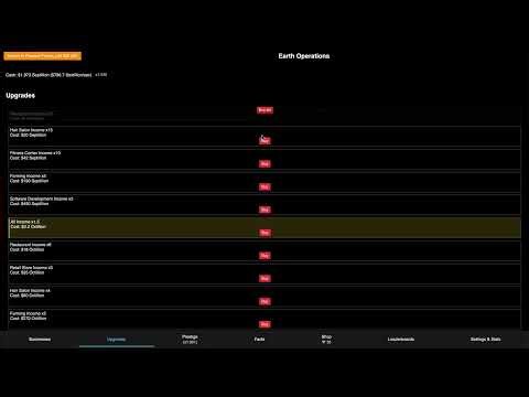 Conglomerate Simulator GamePlay #4, Earth, ~45 Million Expertise