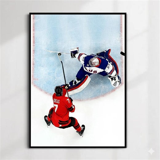 Connor Hellebuyck Hockey Poster - Team USA Goalie Save Art - 2026 Winter Olympics Decor - Ice Hockey Wall Art Gift - Etsy