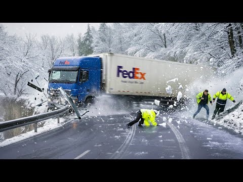 Idiots With Diesel Trucks: Ice Road Madness Caught On Camera | EXTREME Winter Driving Fails #1