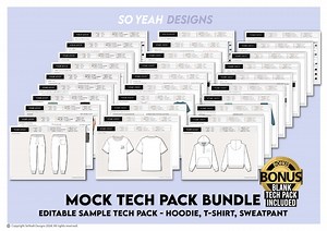 Exemple de modèle de sweat à capuche, pantalon de survêtement, modèles de pack technique de t-shirt   pack technique vierge bonus, fichiers ai modifiables en téléchargement numérique pour Adobe Illustrator - Etsy France