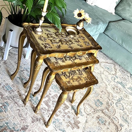 Vintage Florentine Nesting Tables Set of 3 Italian Gold Cream Hollywood Regency Furniture - Etsy.de