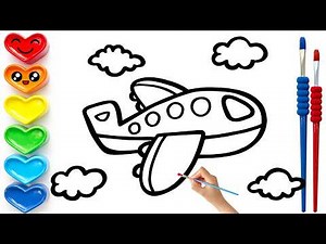 Easy Cute Airplane Drawing | Step by Step Coloring