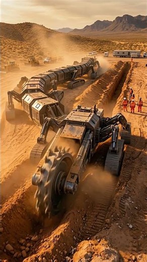 Giant Trencher Machine Digging a Massive Underground Tunnel