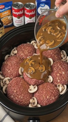 Slow Cooker Salisbury Steak Meatloaf