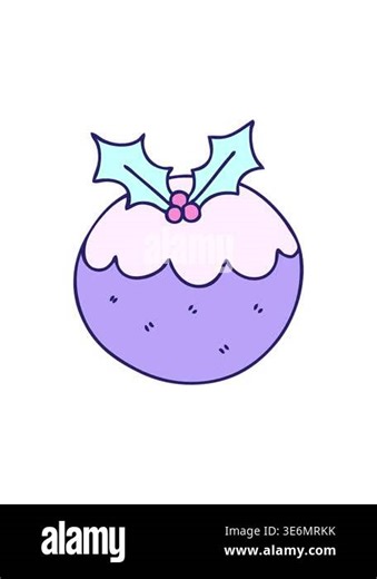 popping motion animation of hand drawn cartoon christmas pudding Stock Video Footage - Alamy