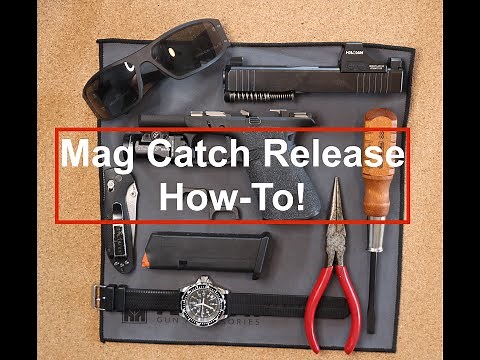 How to repair a Glock handgun magazine catch release with a new one.